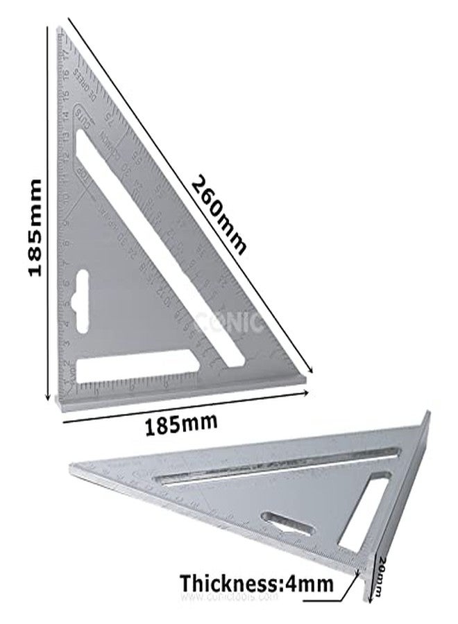 مسطرة مثلثة مزدوجة الجوانب من سبائك الألومنيوم من تيف، قياسات مترية وبوصية، بزاوية 90 درجة، أداة نجار، أداة تخطيط مربعة، أداة تخطيط مربعة سريعة - Image 3